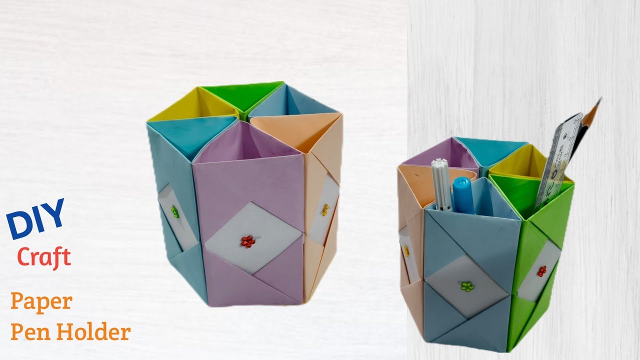 How to Make a Easy Paper Pen Holder Stand | DIY simple paper craft #diy #papercraft 