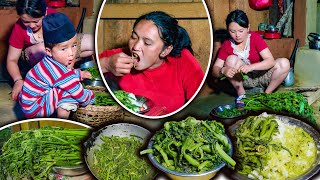 #NIGURO Fiddlehead recipe cooking & eating | Nepali #niguro recipe | Organic vegetable in village screenshot 2