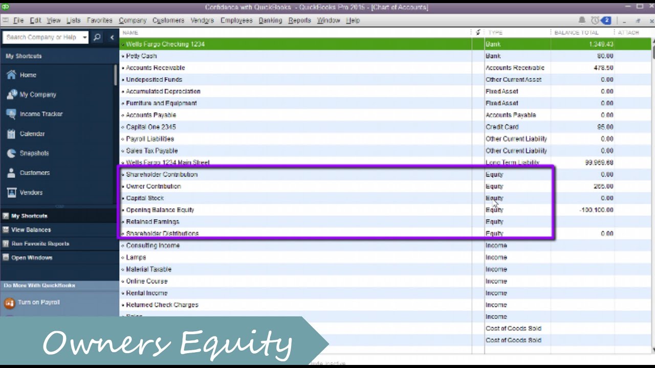 Personal Chart Of Accounts Quickbooks