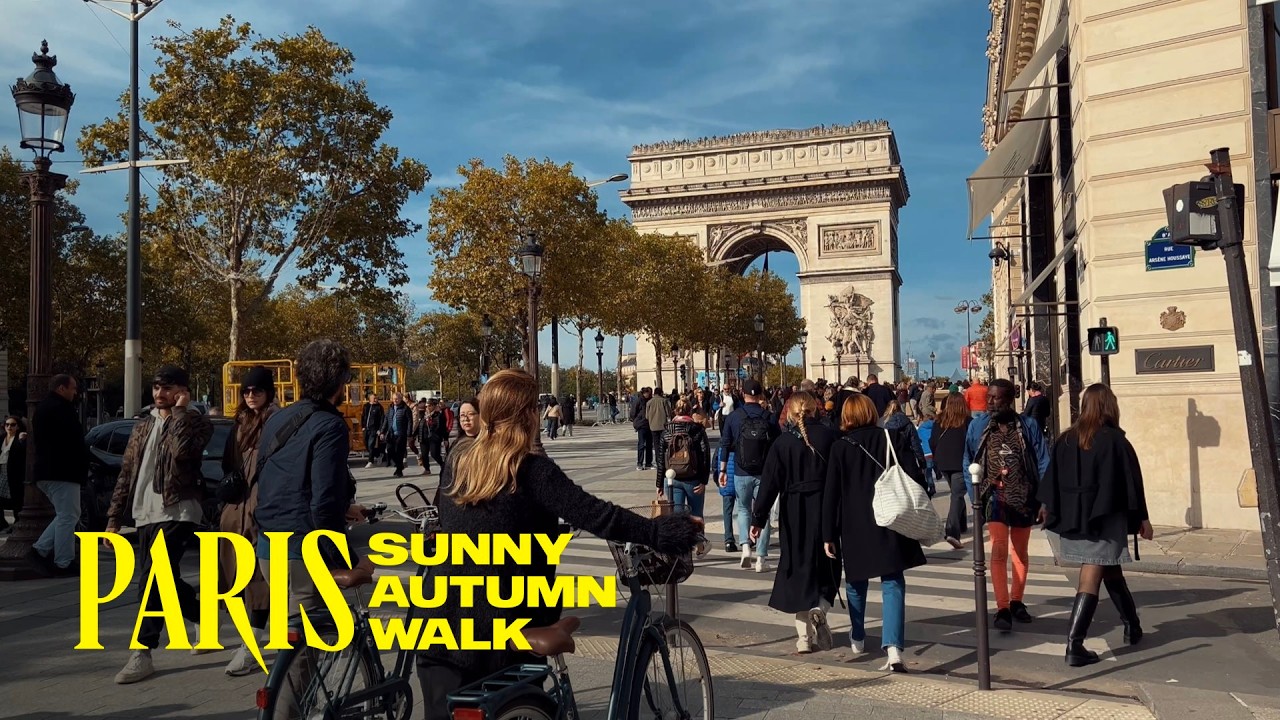 Sunny Autumn in Paris, Walking Tour 4K 60FPS