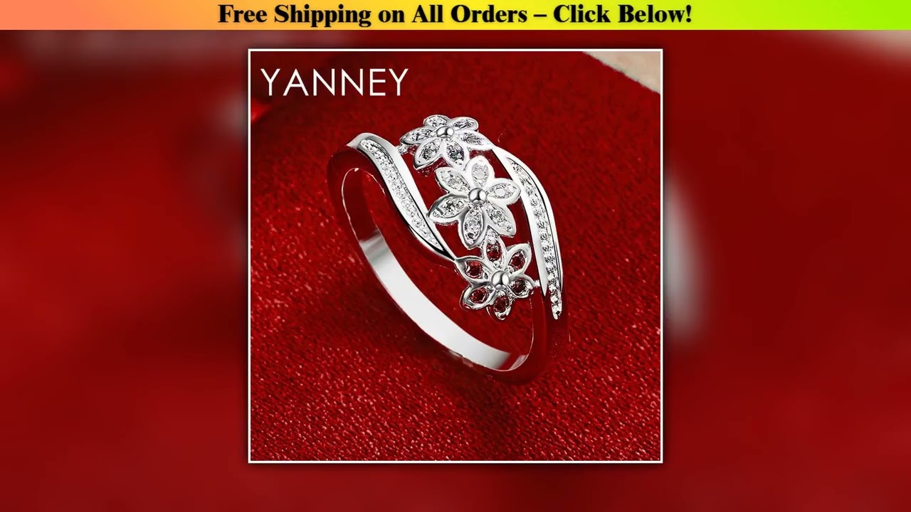 Beautiful 925 Sterling Silver Luxury Colored Flower Zircon Ring For Wedding Women Engagement Charm