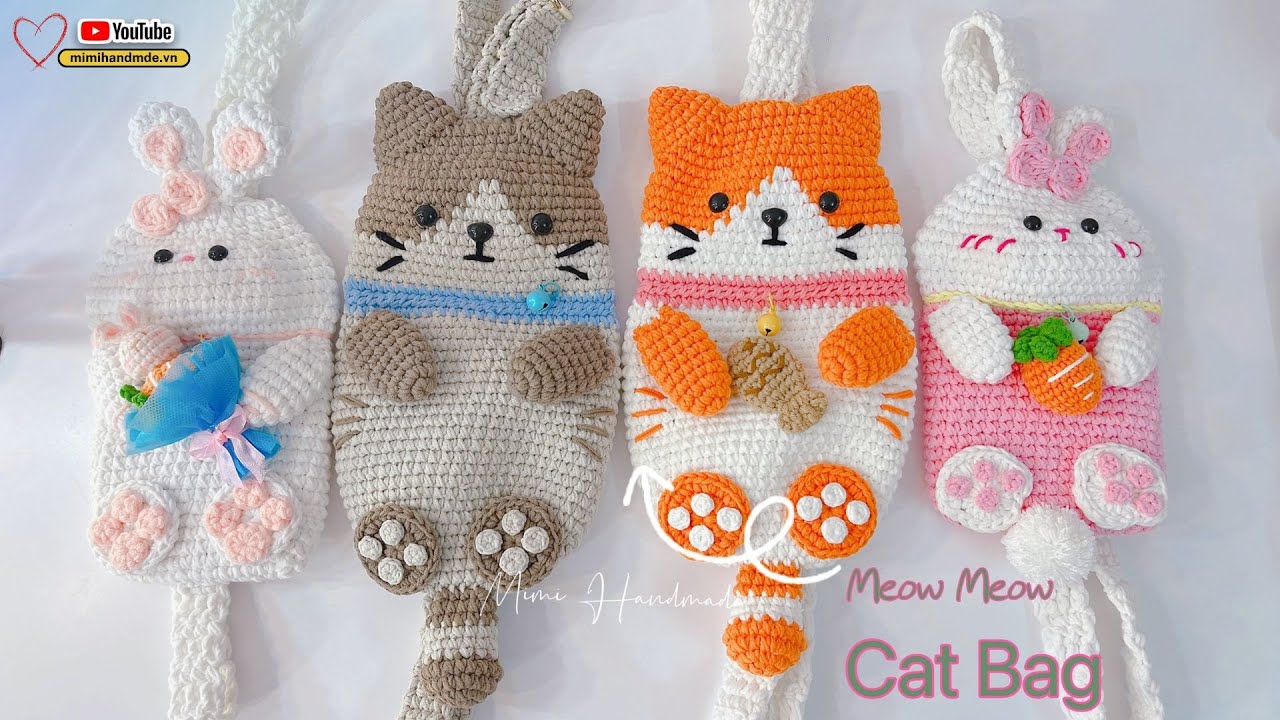 Móc Túi Đựng Điện Thoại Mèo Tam Thể 🐱 Crochet Cat Bag Tutorial | Mimi Handmade