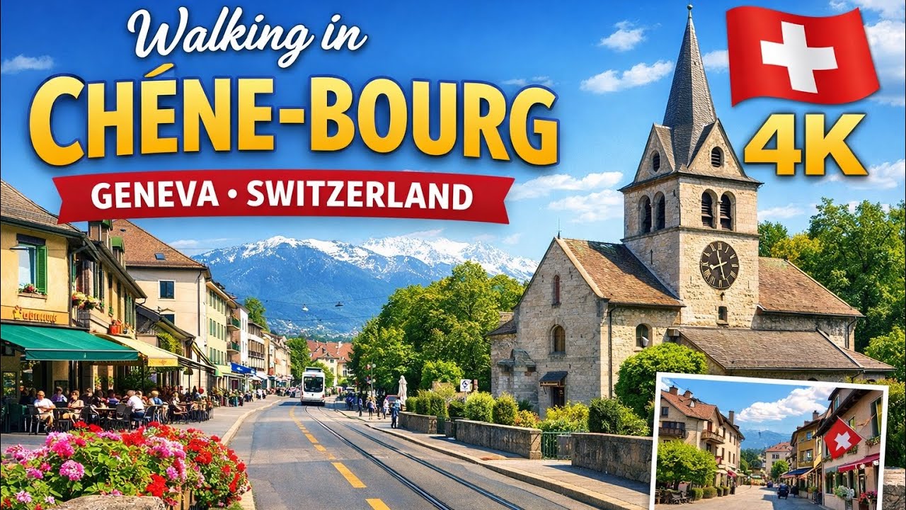 Walking in Chêne-Bourg, Geneva 🇨🇭 | Beautiful Swiss Neighborhood Walk 4K | Switzerland Street Tour
