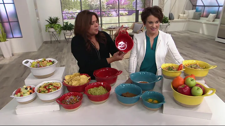 Rachael Ray Set of 3 Dip Glazed Stoneware Mixing Bowls on QVC
