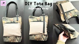 DIY Tote Bag Tutorial | Tote Bag With Adjustable Strap | Easy Tote Bag Sewing Tutorial
