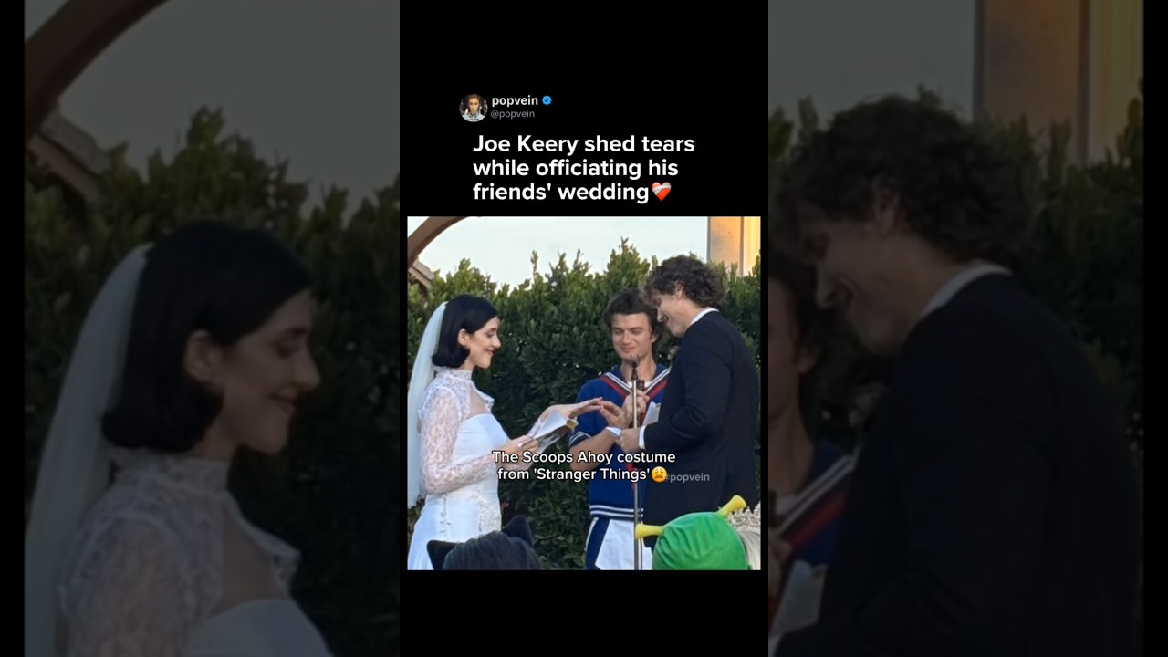 Joe Keery shed tears while officiating his friends wedding 😭🩷