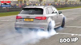 800HP+ Audi RS3 Drag Racing - Crazy Burnouts!