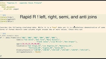 Rapid R - Part 2 of Merging Data Frames Using join Commands