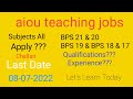 Aiou Teaching jobs 2022 | aiou jobs | Teaching jobs @letslearntoday1859 @aiou