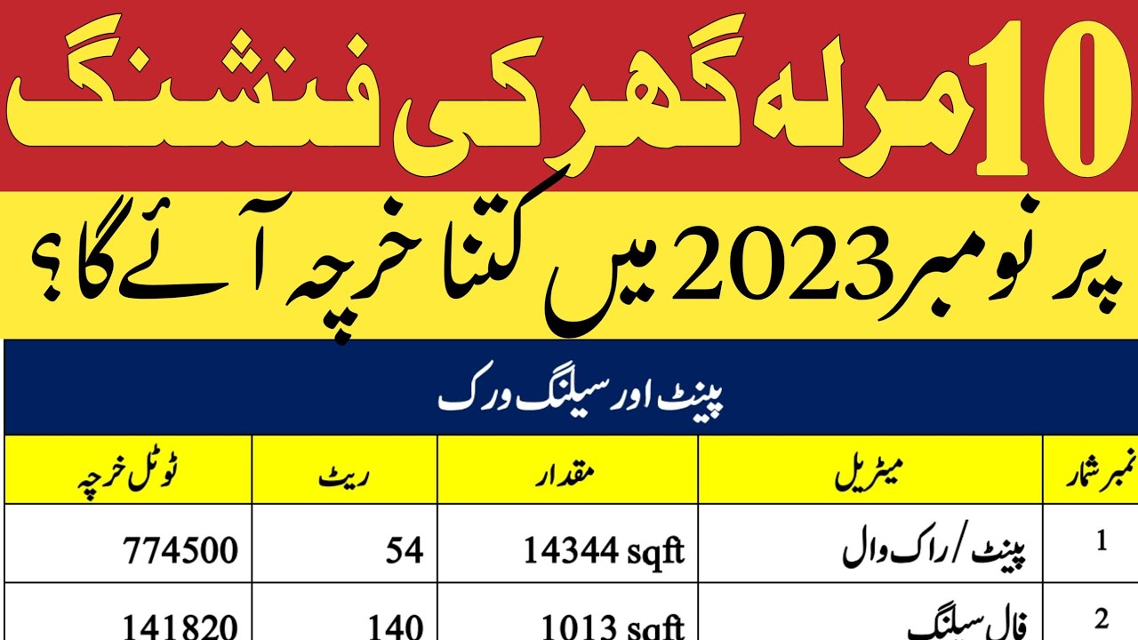 10 marla house finishing cost in 2023 How much is construction cost
