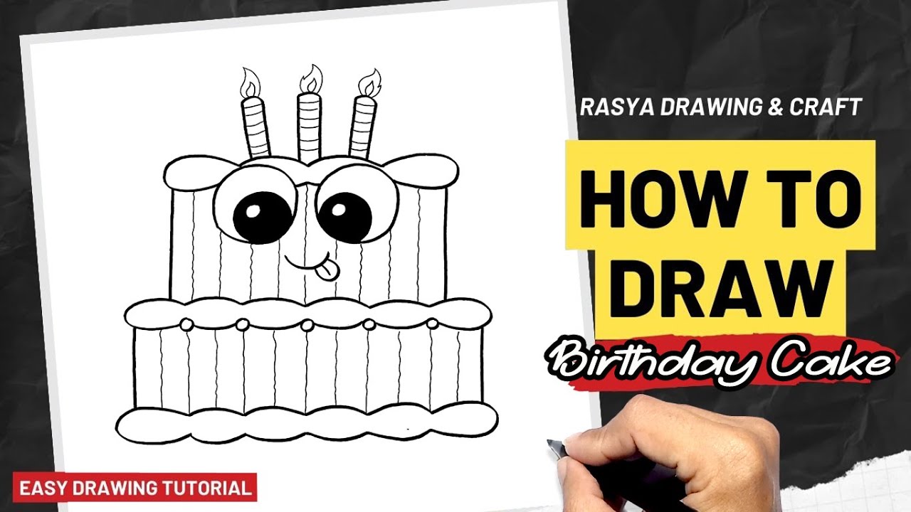 How to draw Cute Birthday Cake YouTube