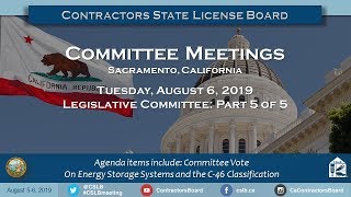 This is the final part of cslb legislative committee meeting on august
6, 2019. includes: f. review, discussion, and consideration proper
cla...