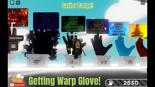 How to get warp glove and savior badge with showcase Slap Battles Roblox