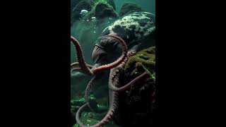 ocean cinematic scene, ancient giant sea creature resembling prehistoric monster #deepsealife #whale