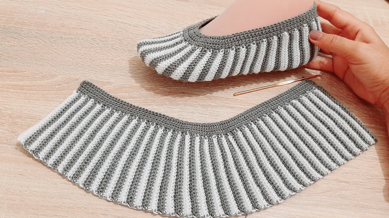 طريقة عمل حذاء كروشيه بقطعة واحدة how to crochet a nice shoes