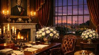 Queen Victoria's Evening Study | Fireplace Ambience & London Twilight | Relaxing Focus & Reflection