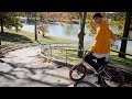 BMX VS LONG HANDRAIL (LOSER HAS TO JUMP IN THE POND!)