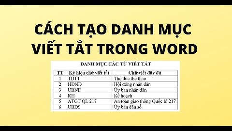 CÁCH TẠO DANH MỤC VIẾT TẮT TRONG WORD