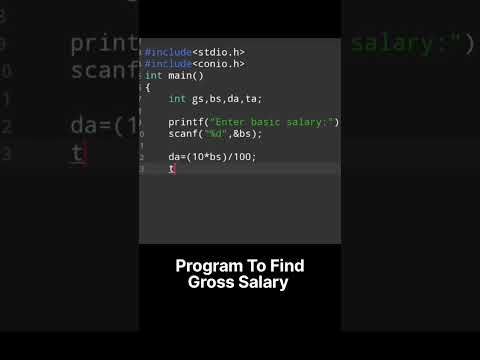 program to find gross Salary in c language #shorts