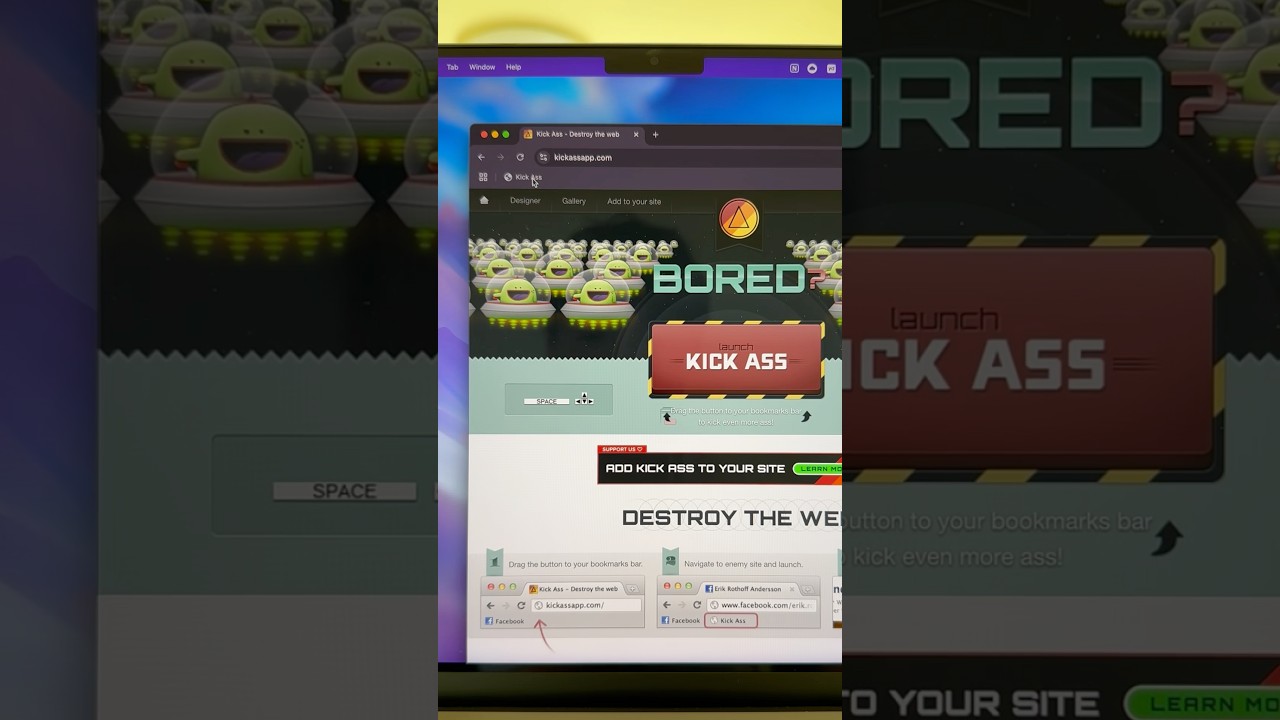 Destroy web pages with space ships 