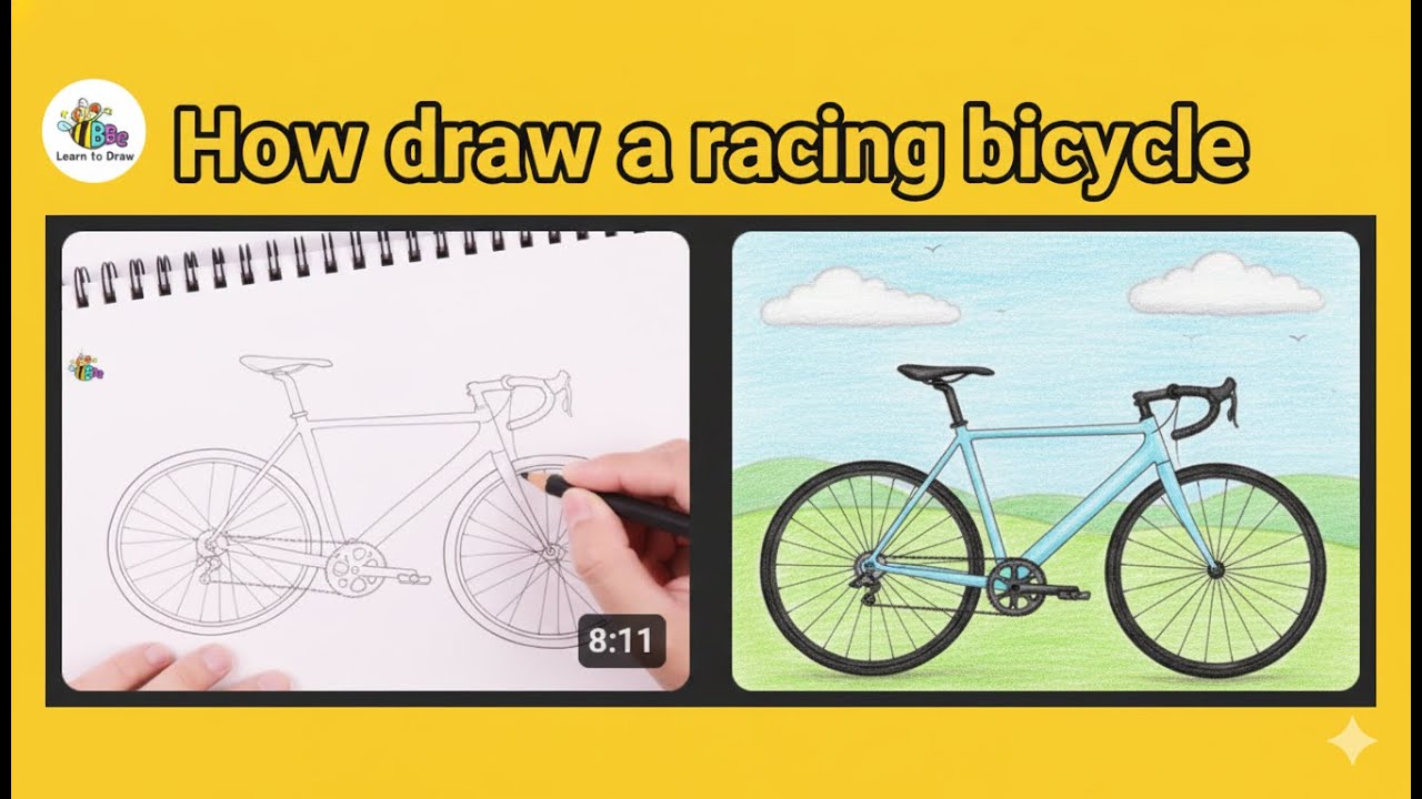 How to draw a racing bicycle - YouTube