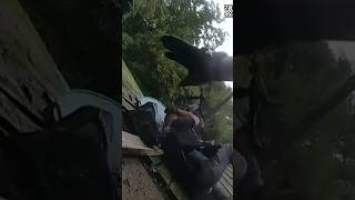Officers fall trying to make arrest as deck collapses