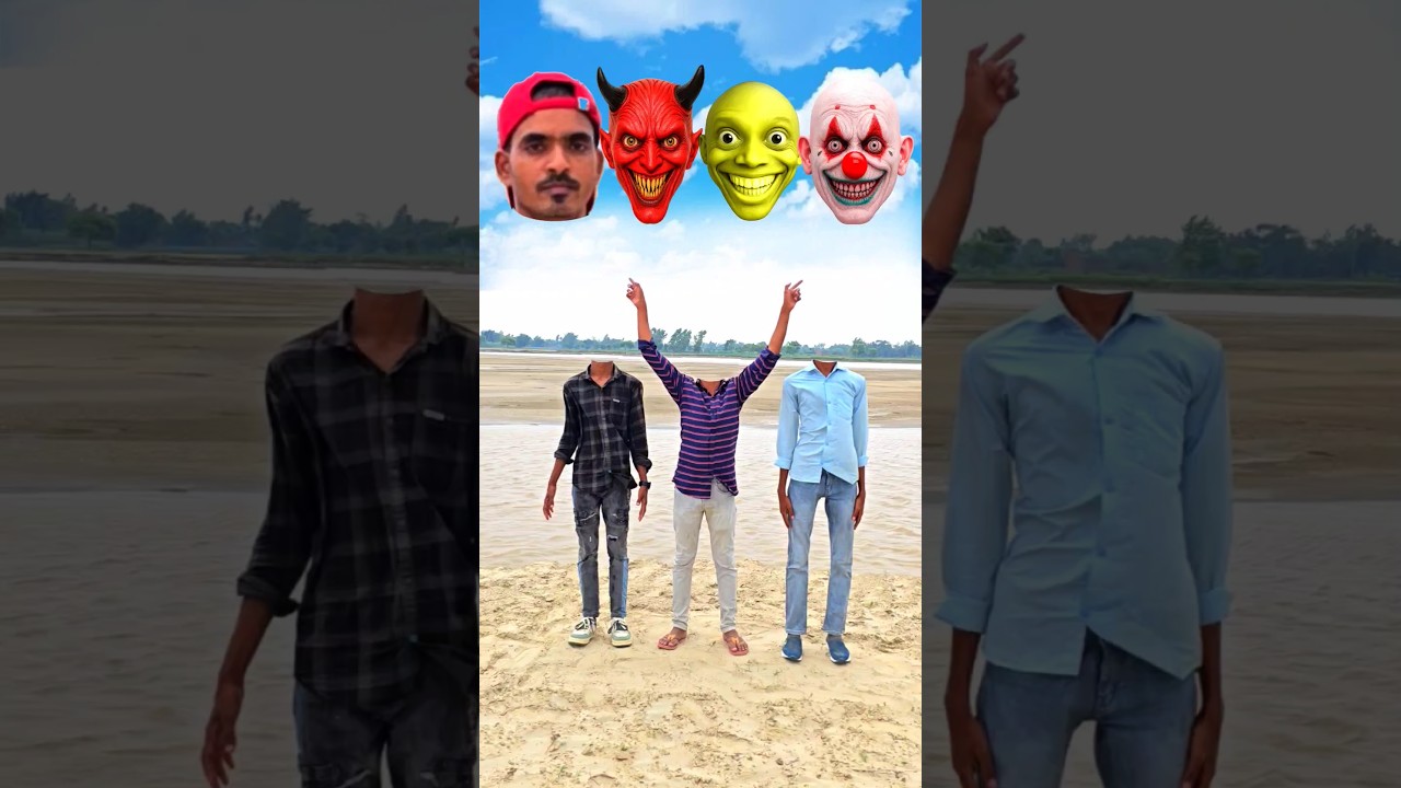 Wrong head challenge || Two friends & me correct head matching funny vfx magic 
