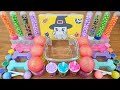Mixing Halloween lipstick, eyeshadow, makeup and glitter into claer slime #satisfyingvideo #asmr
