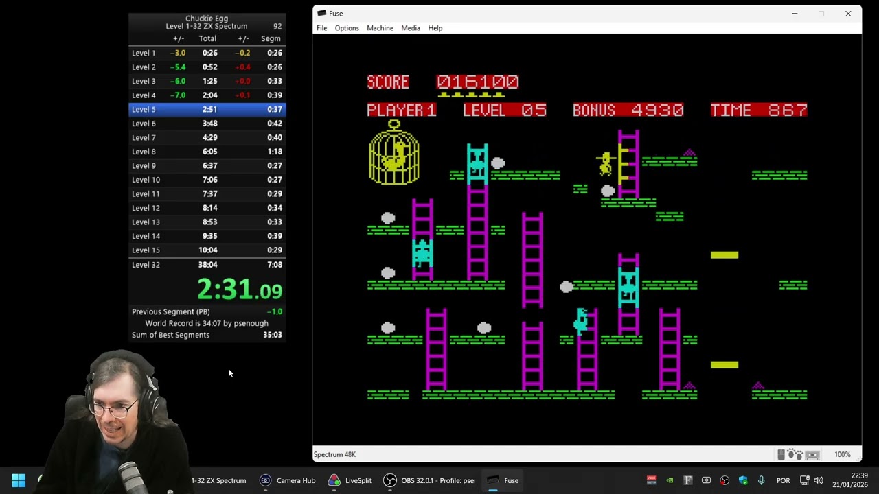 Speedrun [new WR 33:45] Chuckie Egg Level 1-32 ZX Spectrum - YouTube