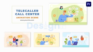 Flat 2D Telecaller and Call Center Animation Scene