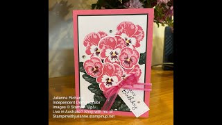 Birthday Card featuring the Pansy Patch Bundle, Polished Pink and Evening Evergreen Stampin Up
