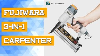 FUJIWARA 3-in-1 Carpenter Pneumatic Nail Gun 18Ga/20Ga Woodworking Air Stapler F10-F50, T20-T50, 440