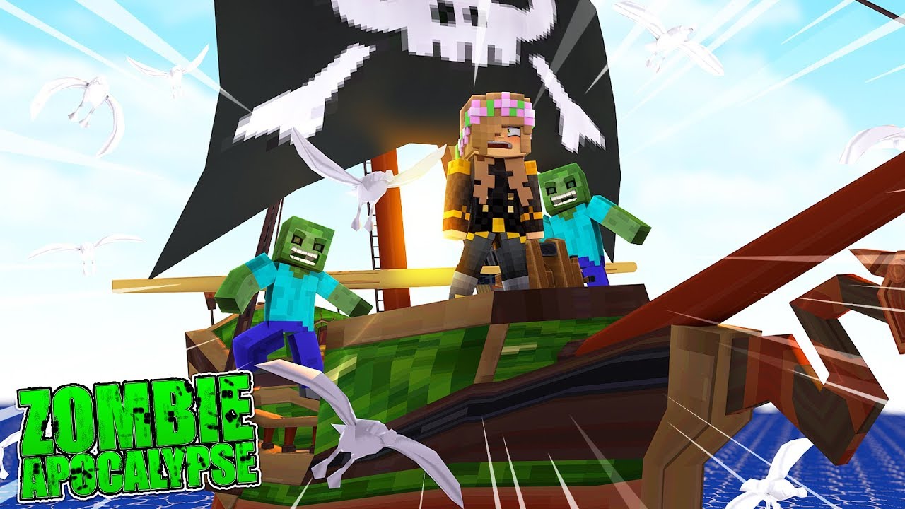 LITTLE KELLY ATTACKED BY ZOMBIE PIRATES !!! Minecraft Apocalypse Challenge w/ Little lizard