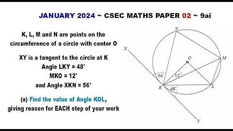 Paper2-CSEC-MATHS-569 ~ Circle Geometry & An Isosceles Triangle ~ January 2024 Number 9ai