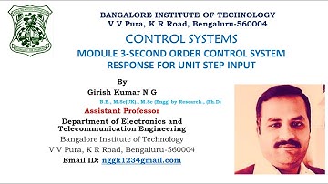 SECOND ORDER CONTROL SYSTEM RESPONSE FOR UNIT STEP INPUT- MODULE 3- CONTROL SYSTEMS