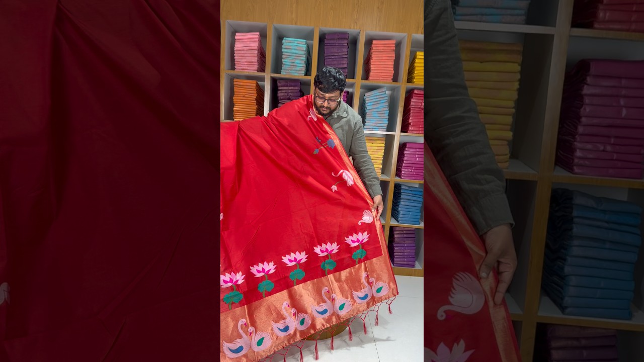 Most Trending Swan Lotus Khadi Raw SIlk Paithani Saree