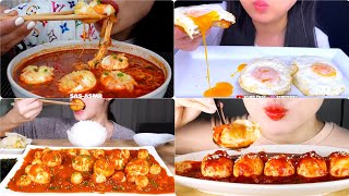 ASMR Soft Boiled Eggs With Lots Of Spicy Sauces. Most Satisfying Soft Egg Eating Compilation. #asmr