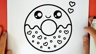 كيف ترسم دونات كيوت وسهل خطوة بخطوة / رسم سهل / تعليم الرسم للمبتدئين || Cute Donut Drawing