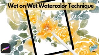 Watercolor Wet on Wet Technique in Procreate  digital painting tutorial