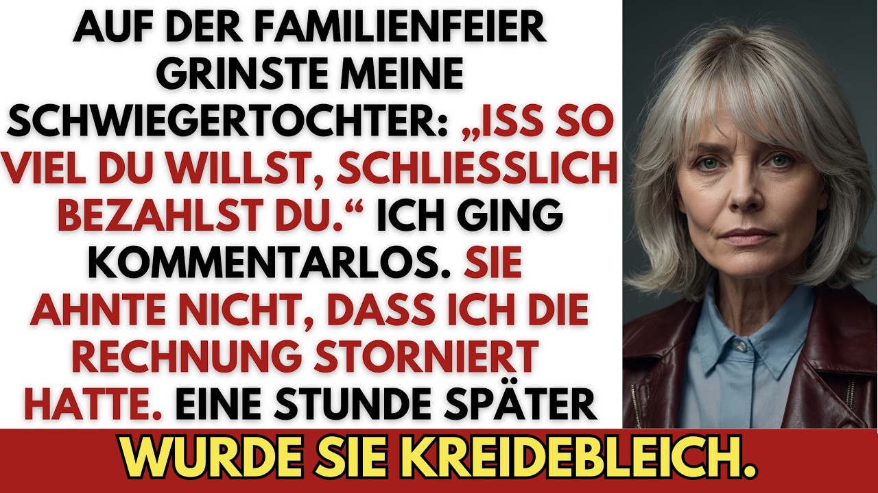 Mitten im Steakrestaurant, vor meinem halb gegessenen Spargel, lehnte sich meine Schwiegertochter lächelnd zu mir und sagte: „Lass es dir schmecken – du bezahlst das Ganze ja schließlich.“ Mein...