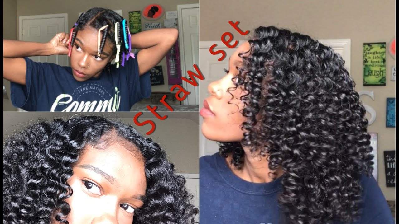 Straw Set On Natural Hair  Straw set natural hair, Curling hair with straws,  Natural hair styles