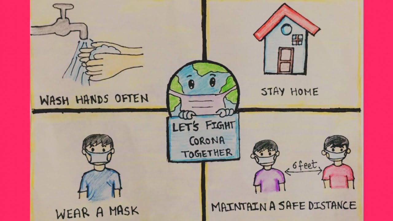 Corona awareness drawing|easy corona awareness poster step by step