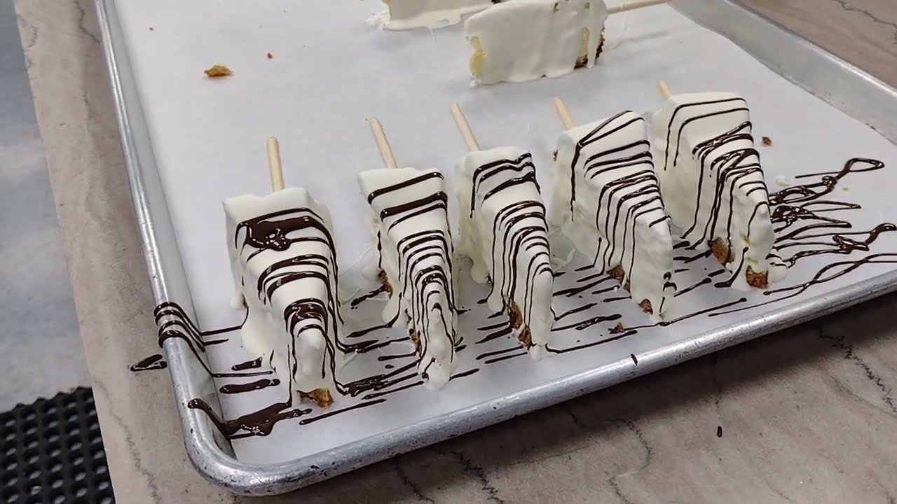 Making our White Chocolate Cheesecake on a Stick