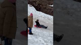 Girl Collides with Person on Sled Unintentionally