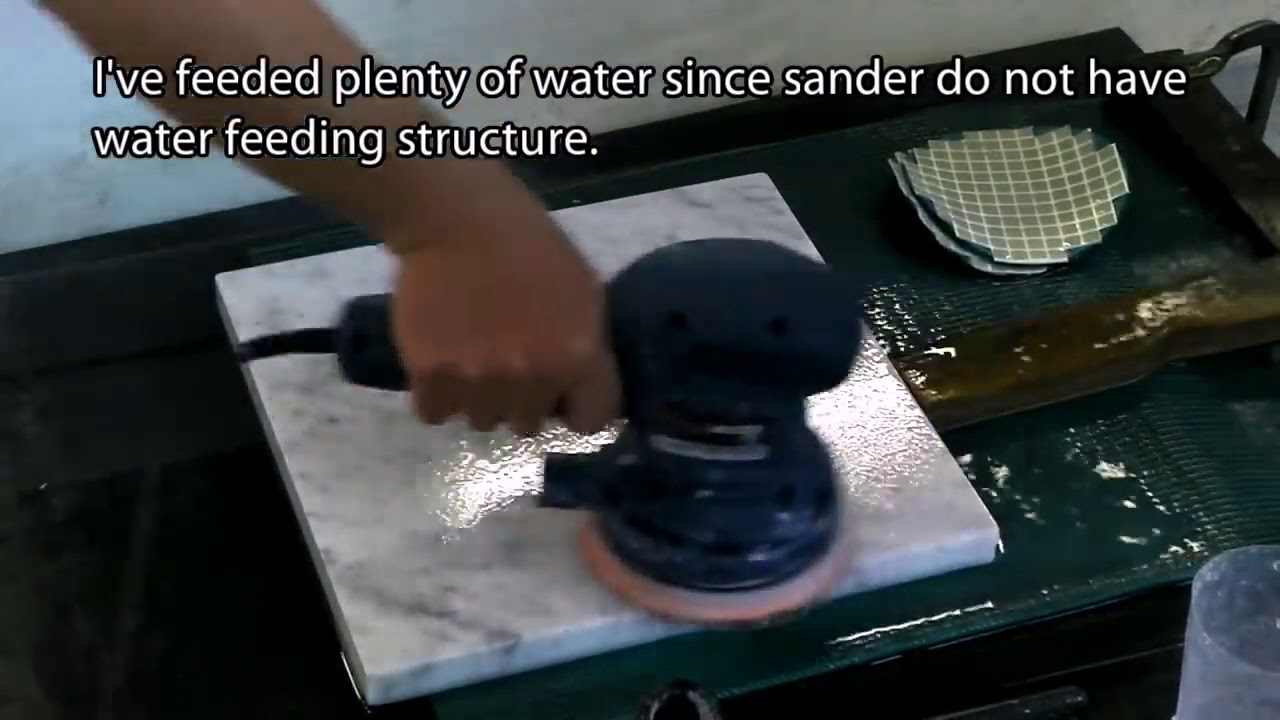 Marble polishing by orbital sander YouTube
