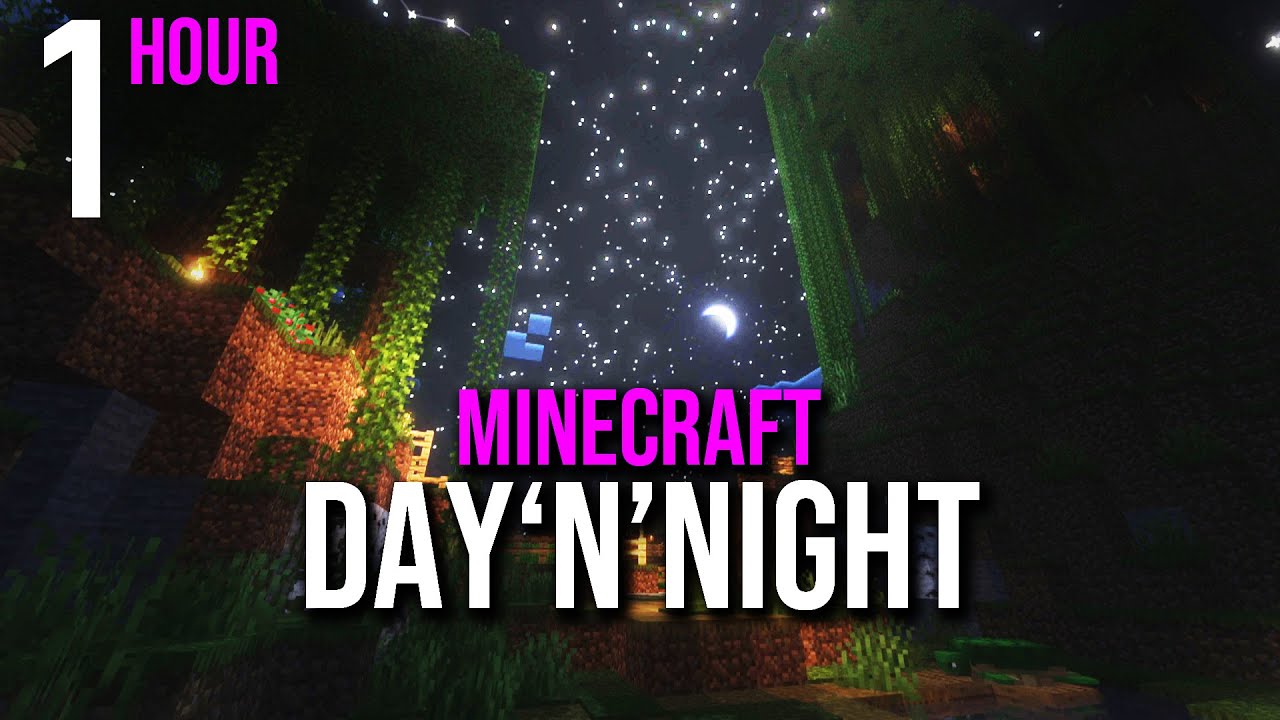 Minecraft Relaxing Music 1 Hour - Watching Sunset and Sunrise in Minecraft