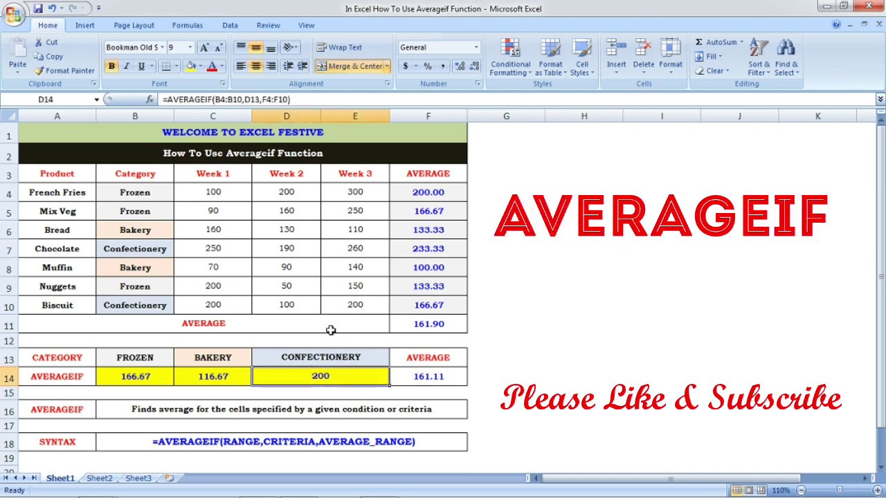 How to use AVERAGEIF function in excel - Tamil - YouTube