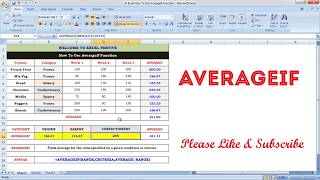 Famous How to use AVERAGEIF function in excel - Tamil Wealth