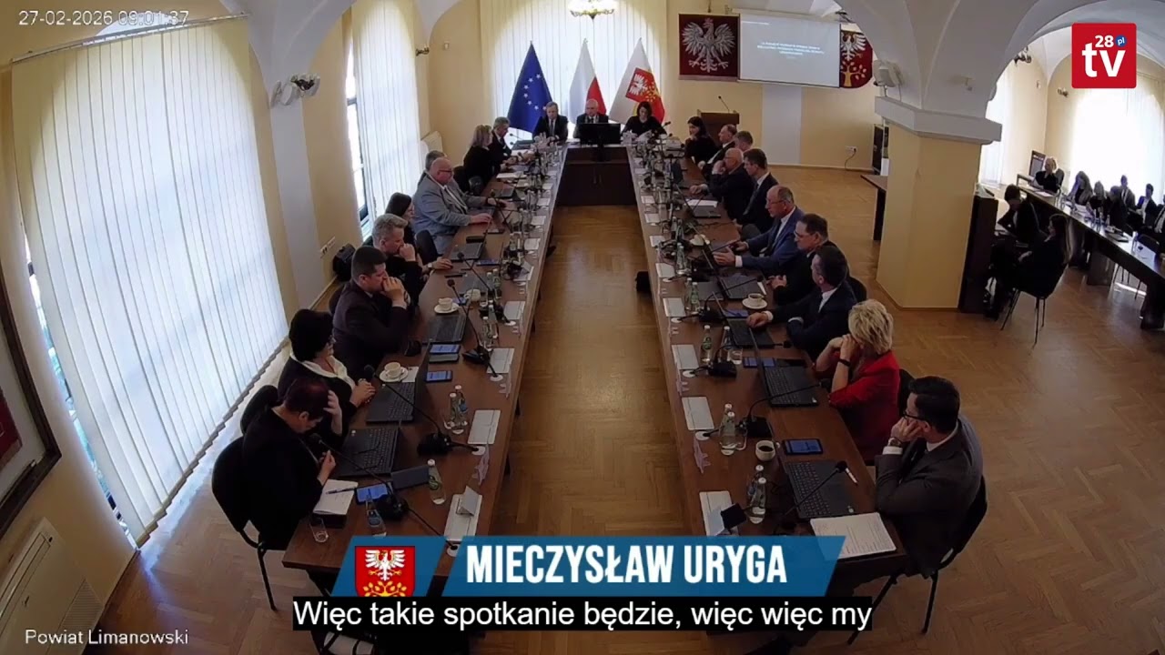 Fragment sesji Rady Powiatu Limanowskiego. Rozmawiano o inwestycji kolejowej Podłęże - Piekiełko