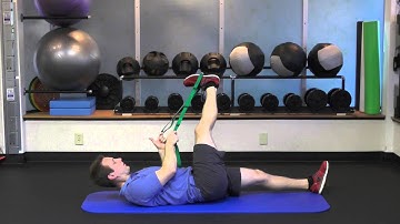 IT band stretch with strap for ITB syndrome